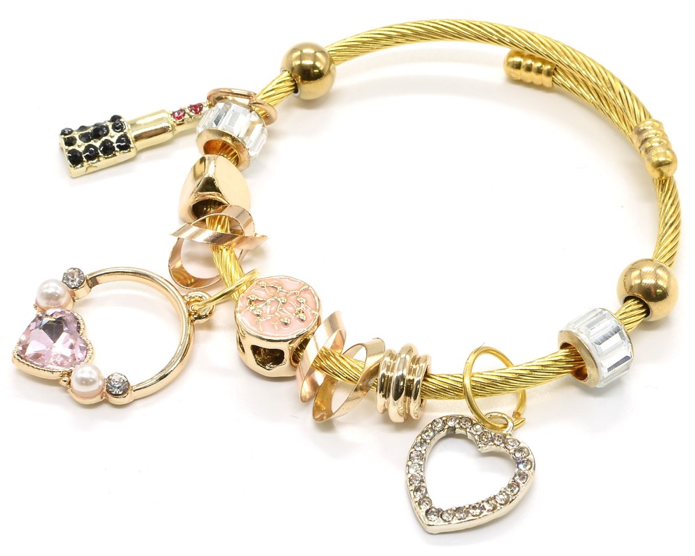 AMORINO Γυναικεία Βραχιόλια ατσάλι CHARMS-HEART3 χρυσό