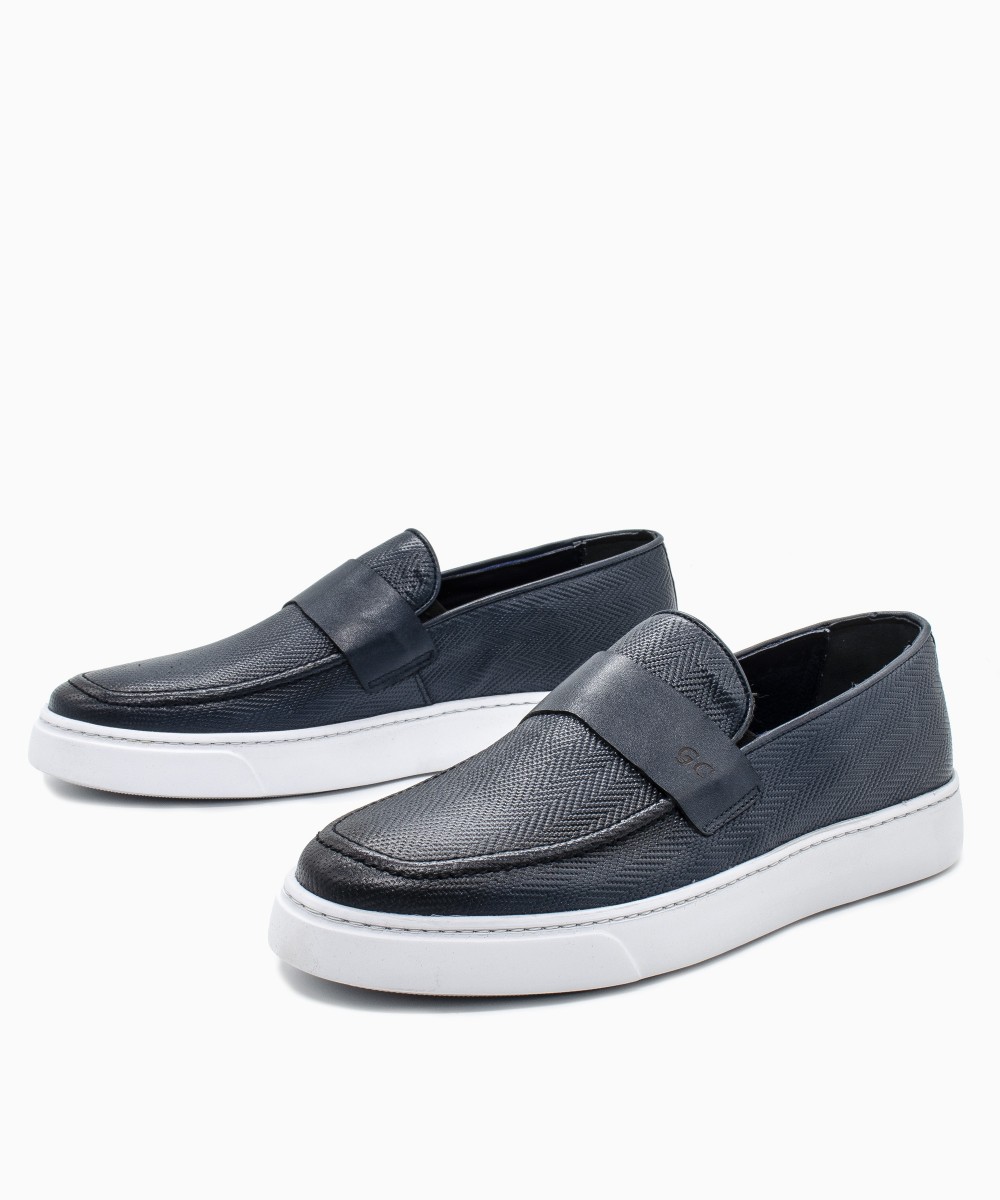 GIACOMO CARLO BY880 Premium Leather Loafer Navy