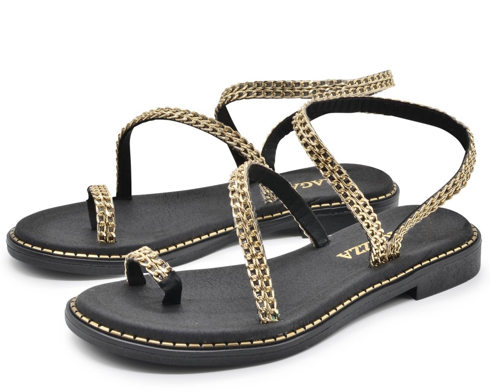 RAGAZZA Γυναικεία Σανδάλια 01029 Leather μαύρο