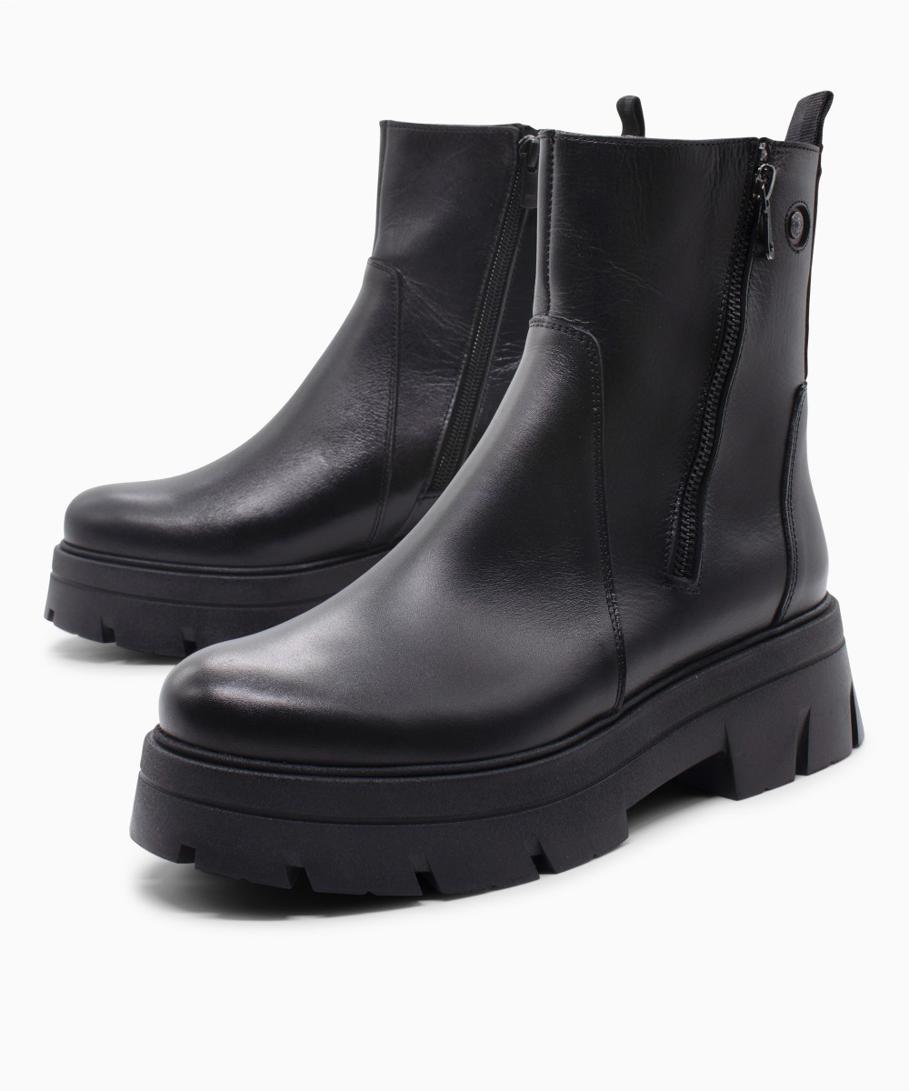 RAGAZZA Γυναικεία Μποτάκια 0259 leather μαύρο