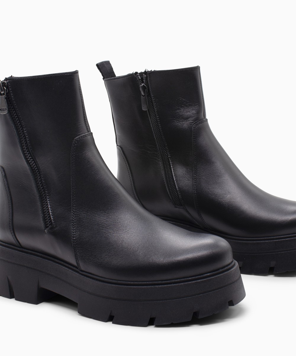 RAGAZZA Γυναικεία Μποτάκια 0259 leather μαύρο