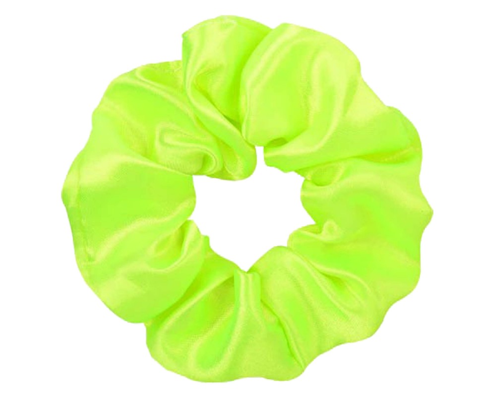 Scrunchies Λαστιχάκια μαλλιά σατέν 246-35 Fluo κίτρινο