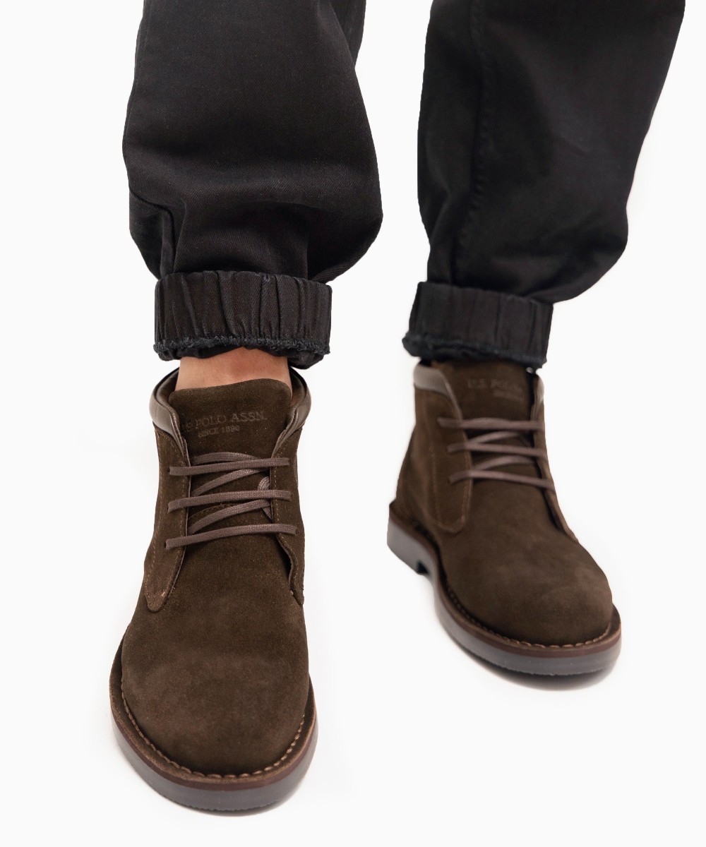 US POLO ASSN Ανδρικά Μποτάκια MUST010-DBR001 Leather Dark Brown