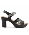 Eva Frutos Πέδιλο 5845 Lam Premium Leather μαύρο ασήμι 