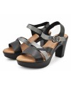 Eva Frutos Πέδιλο 5845 Lam Premium Leather μαύρο ασήμι 