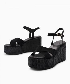 SANTE 26-147-01 Leather Suede Μαύρο